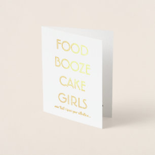 Funny Groomsman or Best Man FOOD BOOZE CAKE GIRLS Foil Card