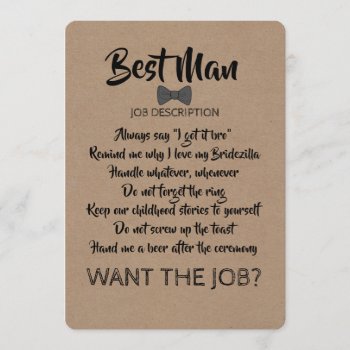 Funny Groomsman Or Best Man Job Proposal Invitation by lovelywow at Zazzle