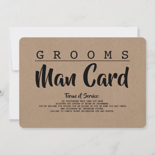Funny Groomsman or Best Man Service Proposal Card