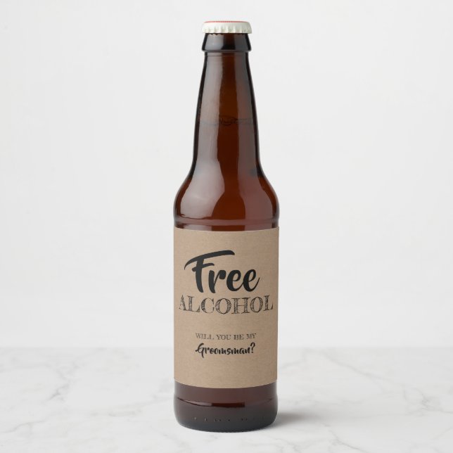 Funny Groomsman Proposal Beer Bottle Label (Front)