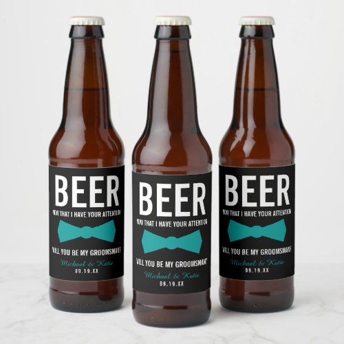 Funny Groomsman Proposal Personalized Beer Beer Bottle Label