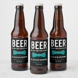 Funny Groomsman Proposal Personalized Beer Bottle Label