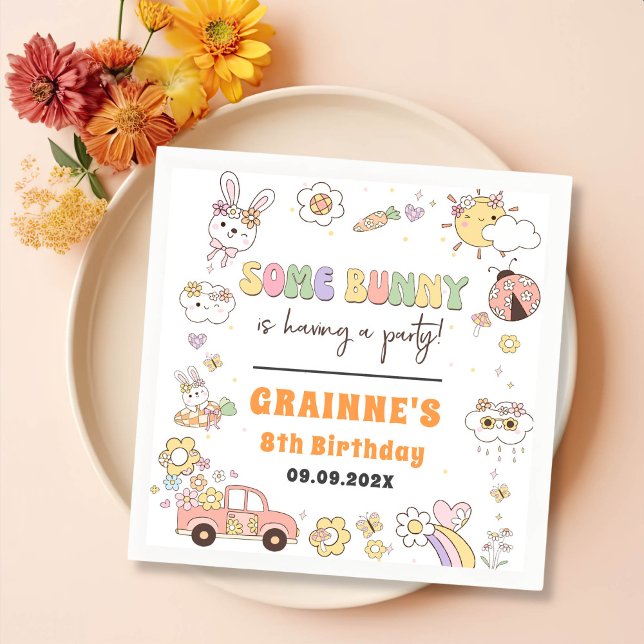 Funny Groovy Easter Birthday Party Napkins (Creator Uploaded)