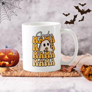Funny Groovy Halloween Mama Ghost Flower Halloween Coffee Mug