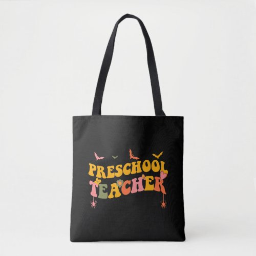 Funny Groovy Halloween Preschool Teacher Men Women Tote Bag