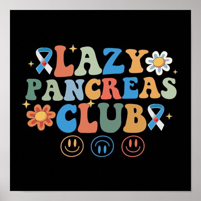 Funny Groovy Lazy Pancreas Club Poster (Front)