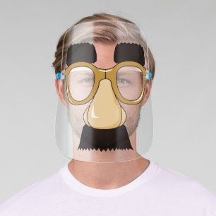 Funny Groucho Marx Nose Mustache Eyebrows Glasses Face Shield