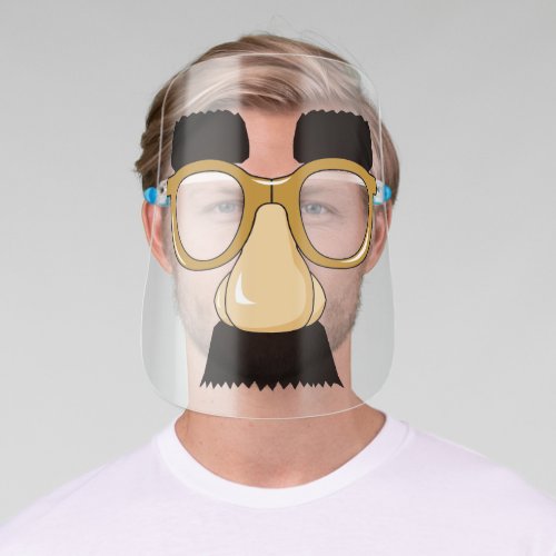 Funny Groucho Marx Nose Mustache Eyebrows Glasses Face Shield