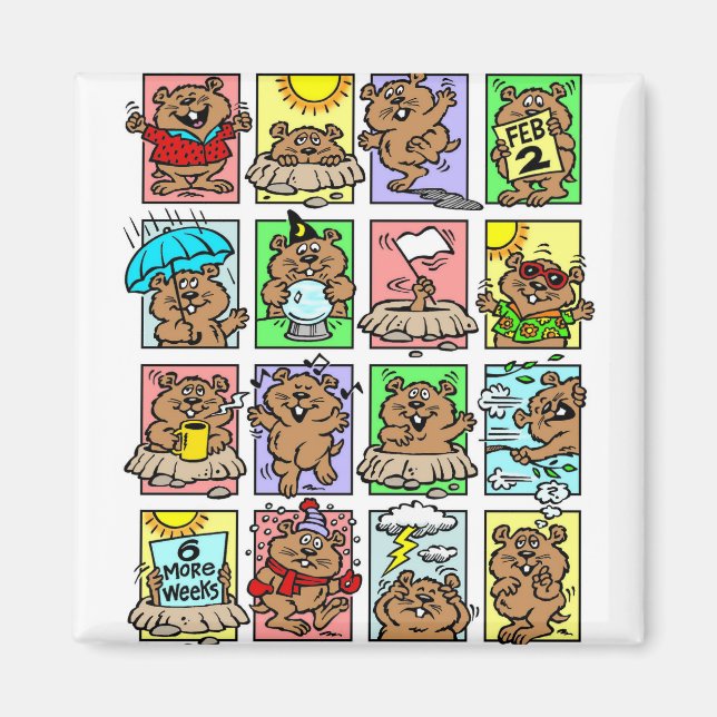 Funny Groundhog Day Cartoons Magnet (Front)
