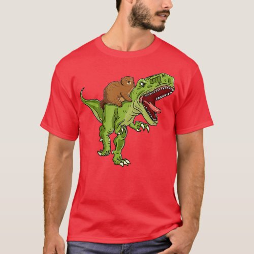 Funny Groundhog Day Dinosaur Ride Toddler Kids Men T_Shirt