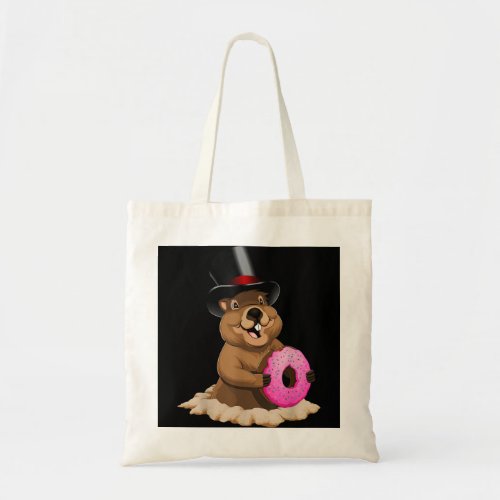 Funny GroundHog Day Donut Shirt Cute Gift Shadow M Tote Bag