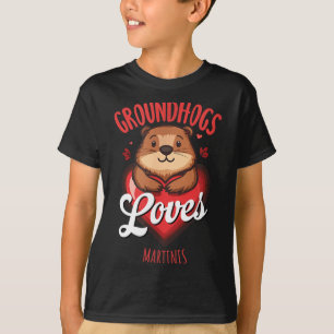 Funny Groundhog Day Martini Design Groundhogs Love T-Shirt