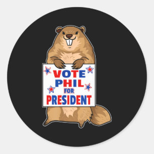 Funny Groundhog Day Shirt - Patriotic Graphic Art Classic Round Sticker