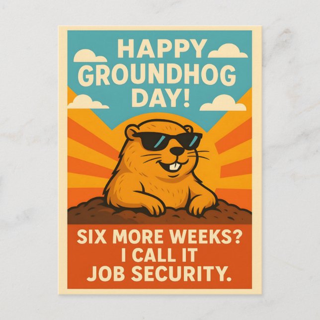 Funny Groundhog Day With Sunglasses Retro Sunshine Postcard (Front)