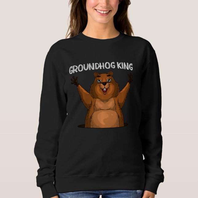 Funny Groundhog  For Men Dad Woodchuck Rodent Anim Sweatshirt (Front)
