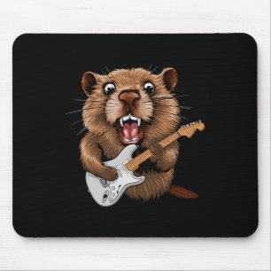 Funny Groundhog Playing Guitar Musician For Ground Mouse Pad