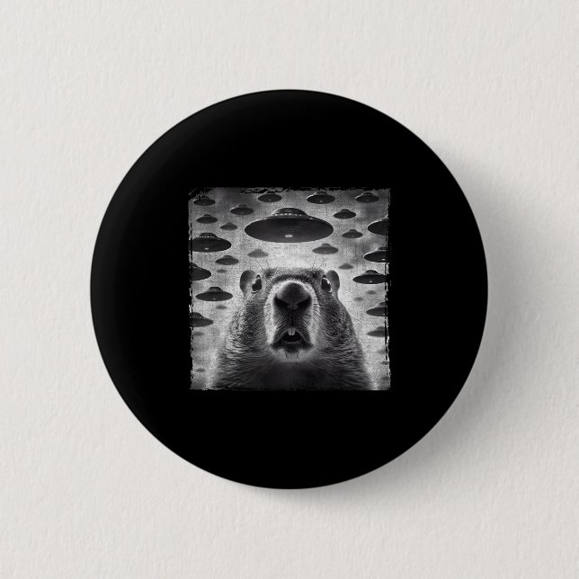 Funny Groundhog Selfie With Alien Ufos Groundhog D Button (Front)