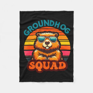 Funny Groundhog Squad Happy Groundhog Day 2025 Men Fleece Blanket