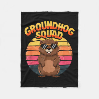 Funny Groundhog Squad Happy Groundhog Day 2025 Men Fleece Blanket