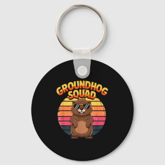 Funny Groundhog Squad Happy Groundhog Day 2025 Men Keychain