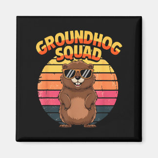 Funny Groundhog Squad Happy Groundhog Day 2025 Men Magnet