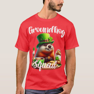 Funny Groundhog Squad Happy Groundhog St Patricks  T-Shirt