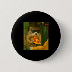 Funny Groundhog Woodchuck Eating Pizza Rodent Meme Button