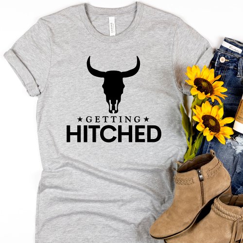Funny Group Bachelorette Western Getting Hitched T_Shirt