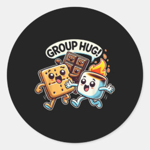 Funny Group Hug Marshmellow Smores Outdoor Camping Classic Round Sticker