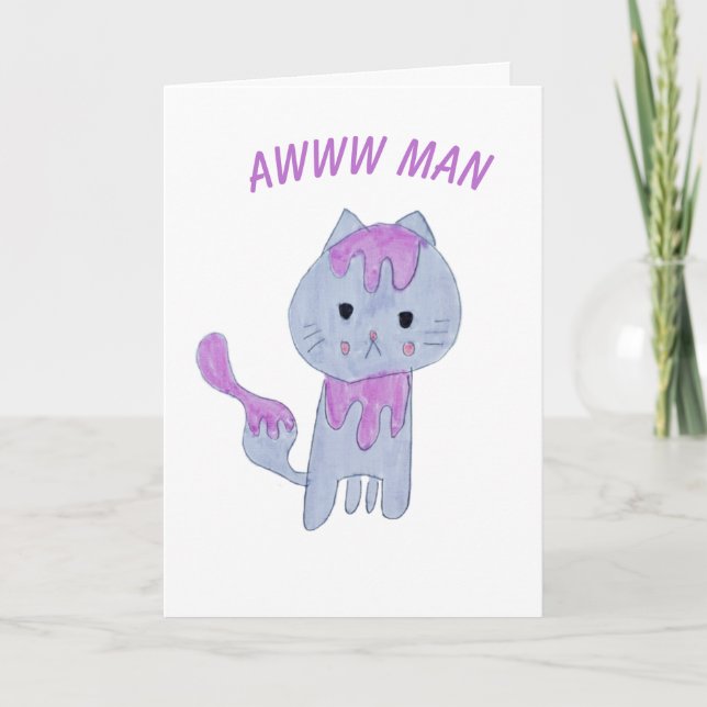 Funny Grump Cat Cartoon Birthday Thank You Card (Front)