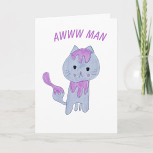 Funny Grump Cat Cartoon Birthday Thank You Card