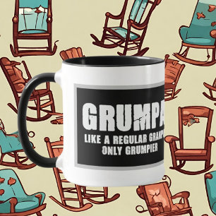 funny grump Grandpa word art add monogram Mug