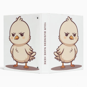Funny Grumpy Baby Bird Kawaii Cartoon 3 Ring Binder