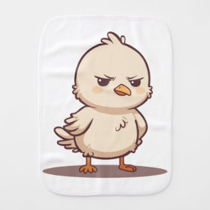 Funny Grumpy Baby Bird Kawaii Cartoon Burp Cloth