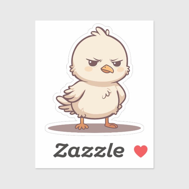 Funny Grumpy Baby Bird Kawaii Cartoon Sticker (Sheet)