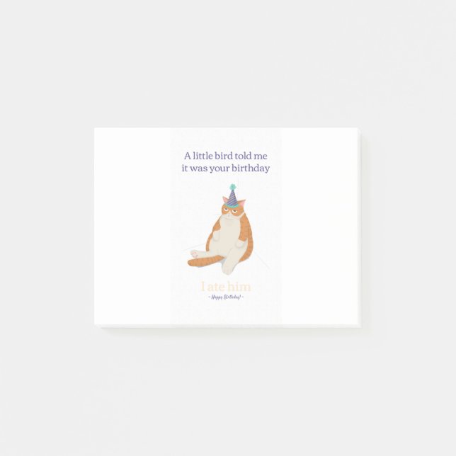 Funny Grumpy Birthday Cat, Happy Birthday Design Post-it Notes (Front)