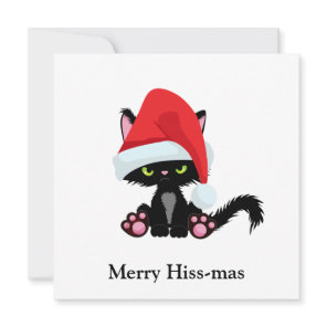 Funny Grumpy Black Cat Christmas Holiday Card