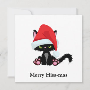Funny Grumpy Black Cat Christmas Holiday Card