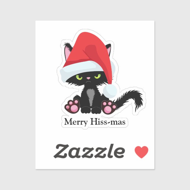 Funny Grumpy Black Cat Christmas Sticker (Sheet)