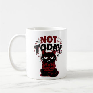Funny Grumpy Black Cat Not Today Coffee Mug