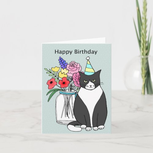 Funny Grumpy Cat Black and white Cat birthday Card