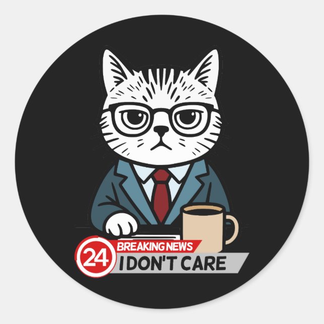 Funny Grumpy Cat Breaking News Meme Classic Round Sticker (Front)