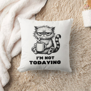 Funny Grumpy Cat Coffee Cat Lovers Accent Throw Pillow