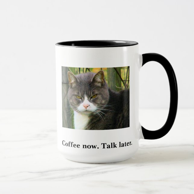 FUNNY Grumpy Cat Coffee Mug. Morning Coffee Cup. Mug (Right)