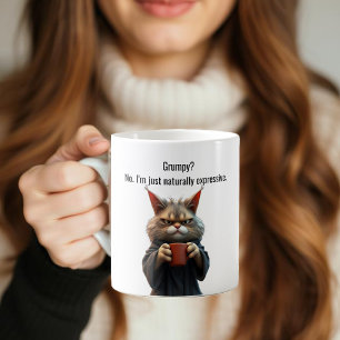 Funny Grumpy cat in a Robe and Coffee Mug