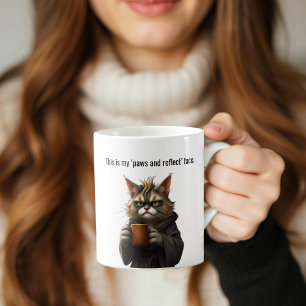 Funny Grumpy cat in a Robe and Coffee Mug