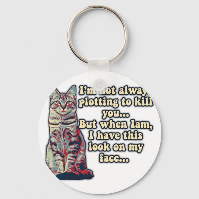 Funny grumpy cat meme for cat lovers and owners keychain (Front)