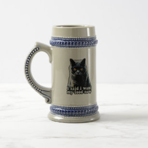 Funny grumpy cat meme for cat owners and lovers beer stein