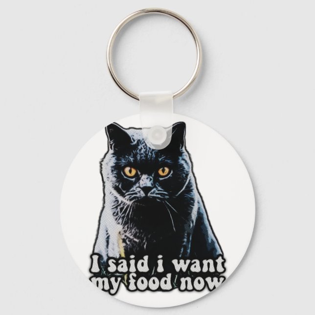 Funny grumpy cat meme for cat owners and lovers keychain (Front)