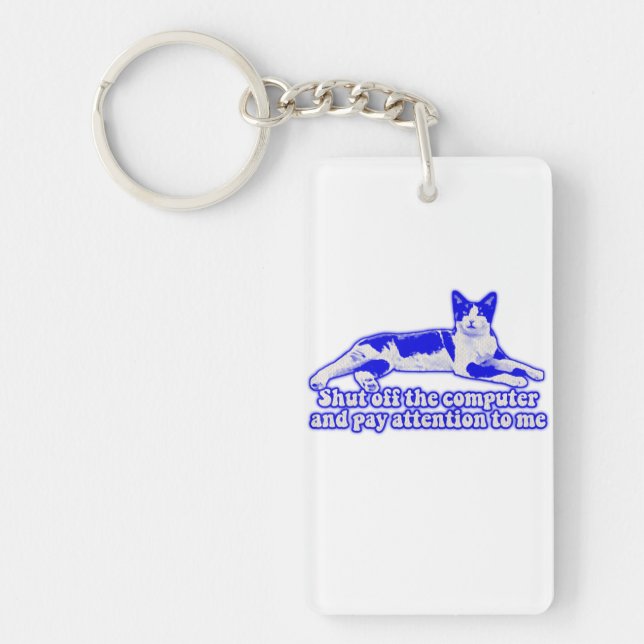 Funny grumpy cat meme for cat owners & lovers keychain (Front)